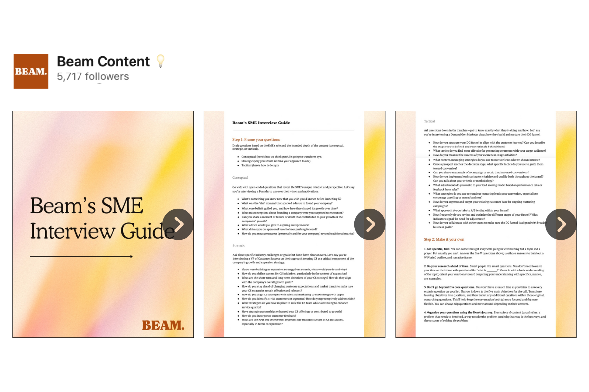 Example of a LinkedIn carousel featuring educational content