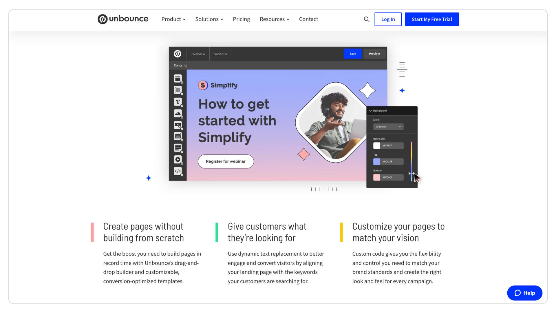 Best marketing tools for small business_Unbounce for landing page development