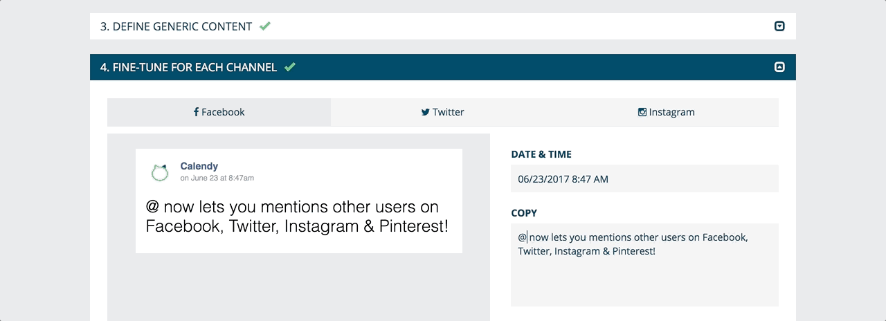 @mentions are now available in Loomly for Facebook Twitter Instagram Pinterest