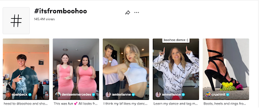 Examples of boohoo tiktok trend videos