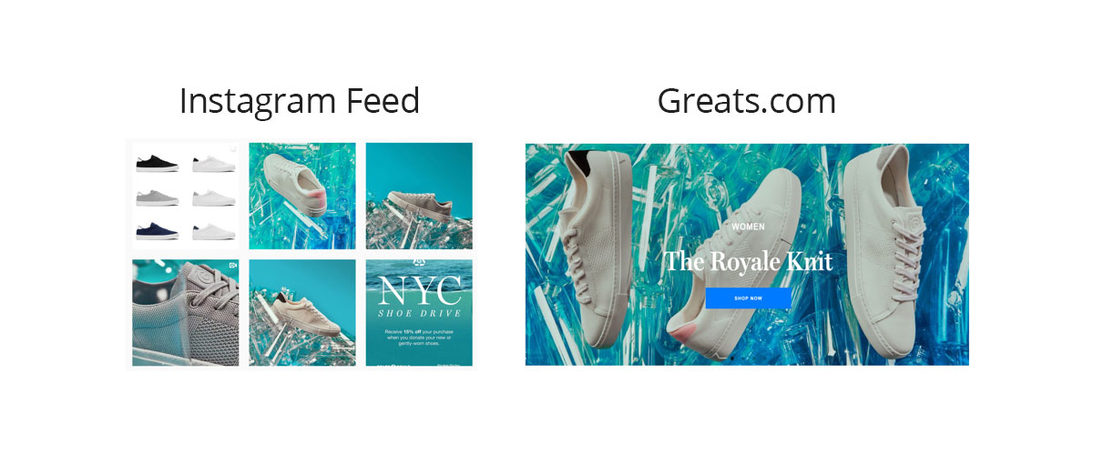 Brand consistency greats sneakers Instagram feed website