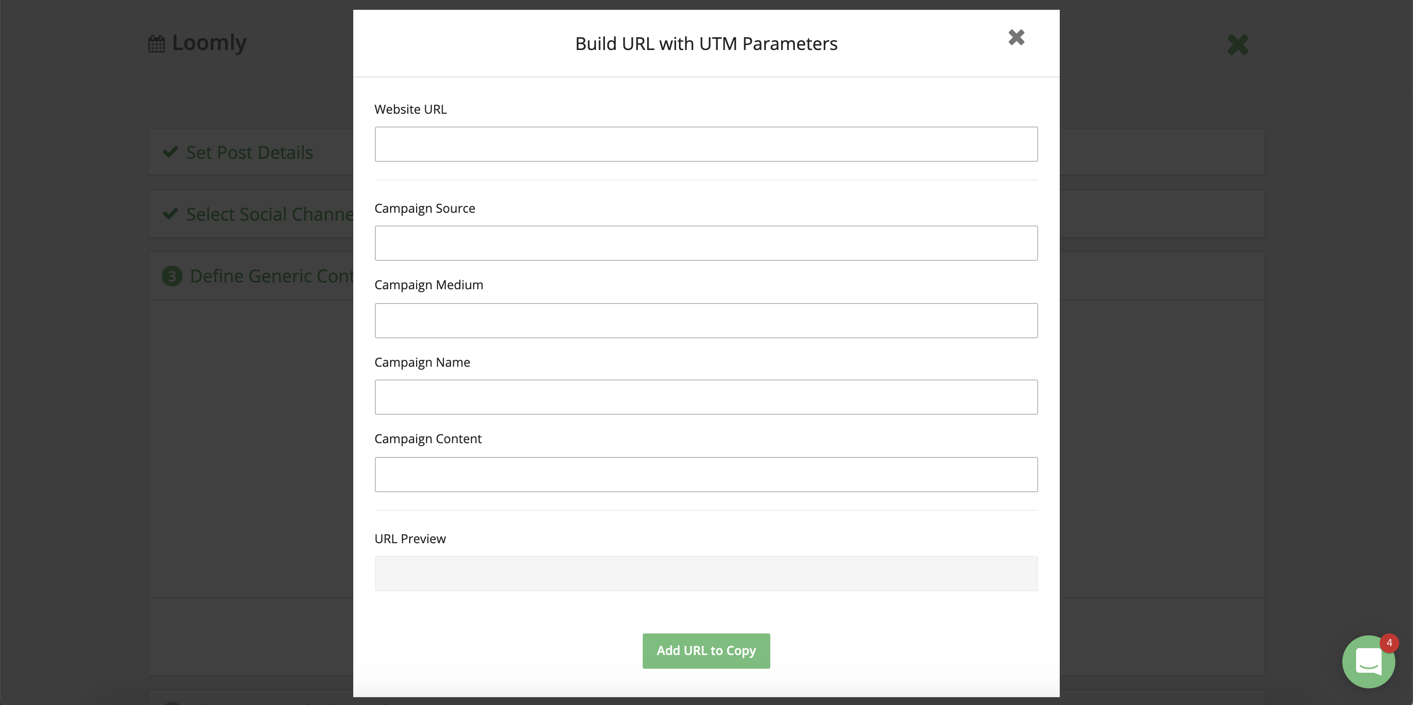 Build URLs with UTM parameters from Post Builder Loomly