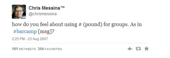 First hashtag used on twitter