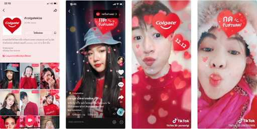 Images of colgate branded effects ads on TikTok