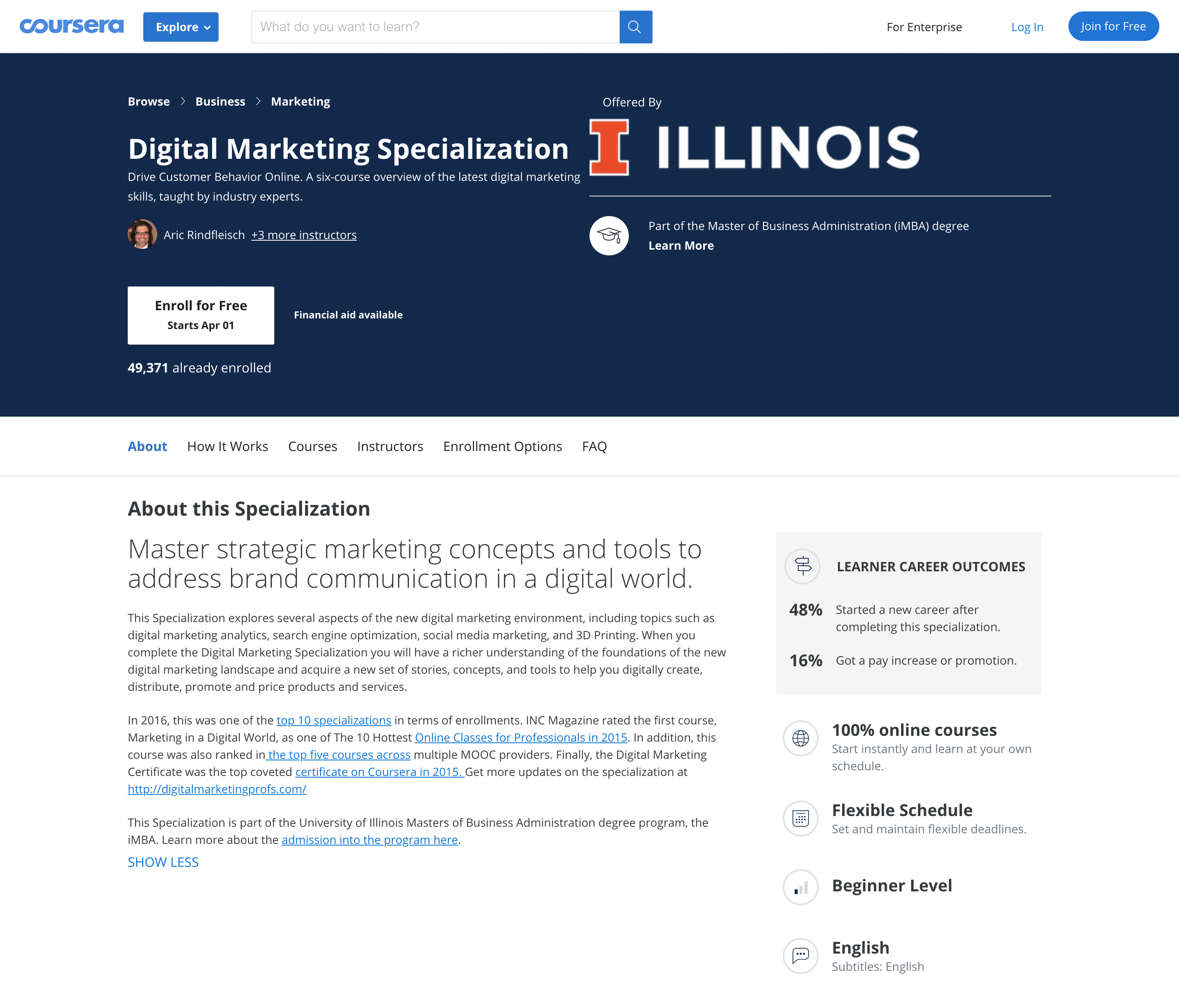 Coronavirus Lockdown Guide Online Classes Digital Marketing Specialization Certification by University of Illinois