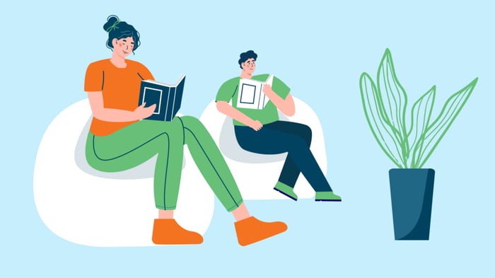 People reading books