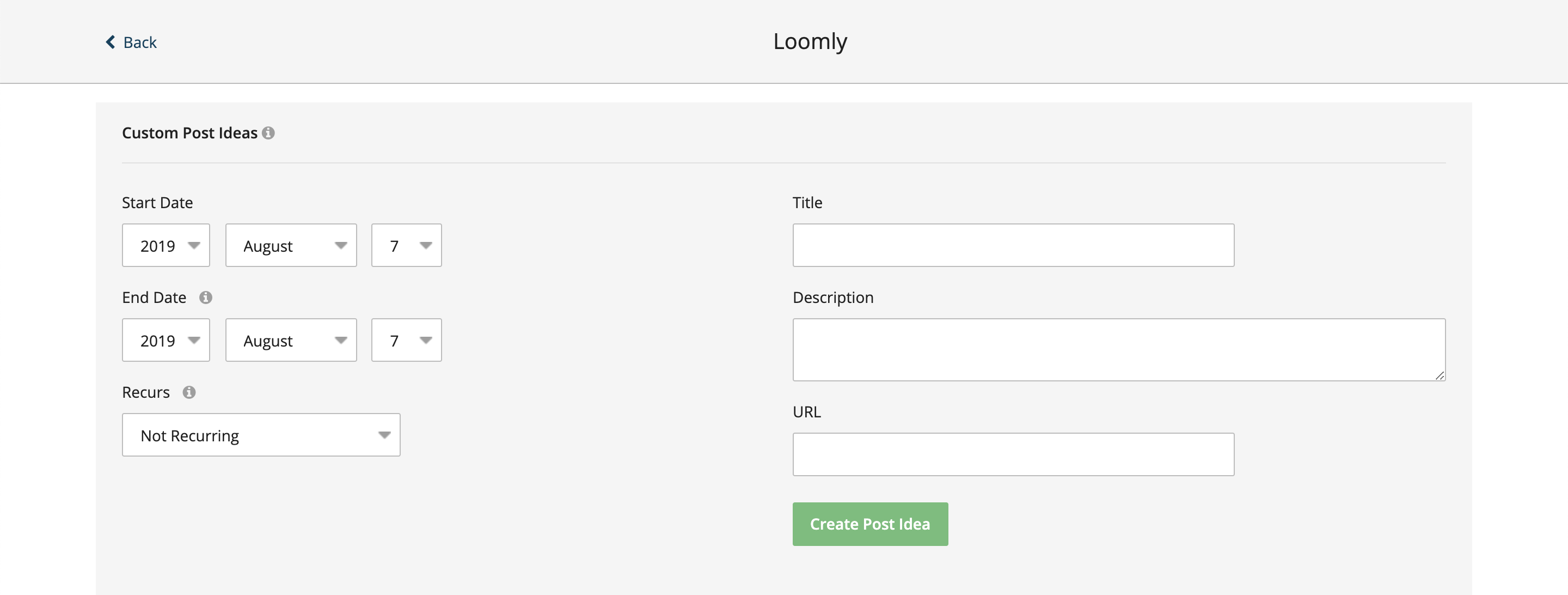 Custom Post Ideas Create From Calendar Settings