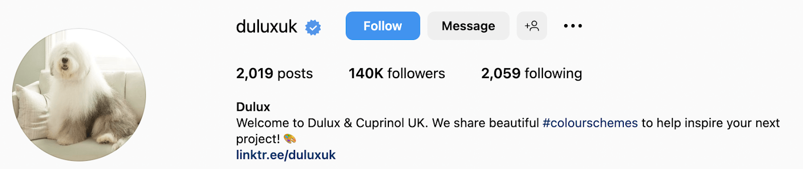 Screenshot of Duluxuk's Instagram