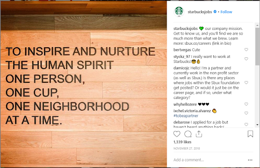 Employer branding Starbucks Jobs Instagram Account