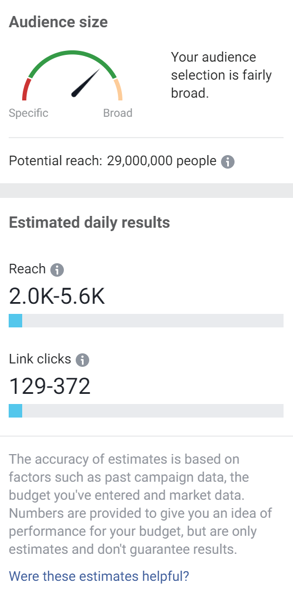 Facebook Ads Audience Targeting Audience Size