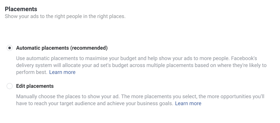 Facebook Ads Placement Options