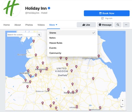 Holiday Inn Facebook locations page