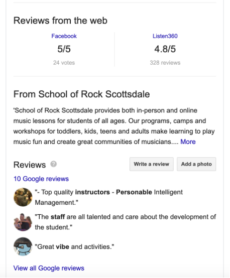 School of Rock Scottsdale reviews