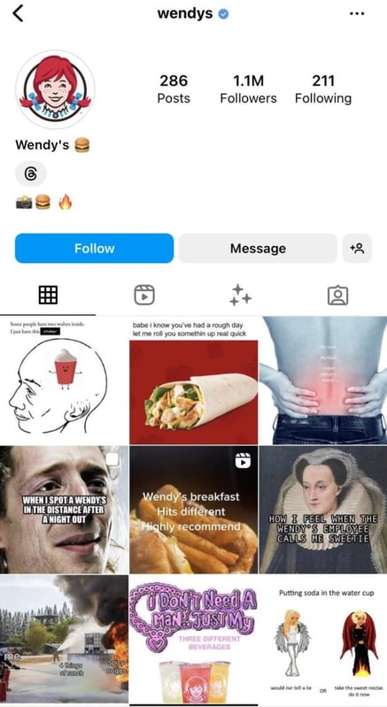 Wendy's Instagram posts