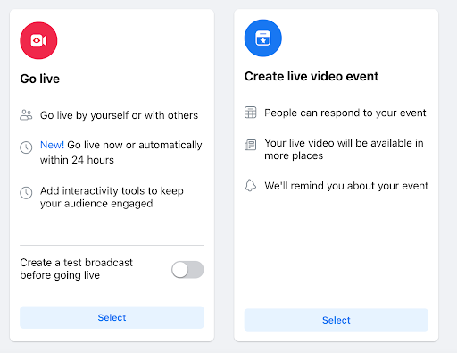 Go live on Facebook