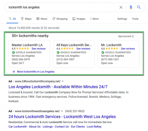 Google suggesting local businesses.