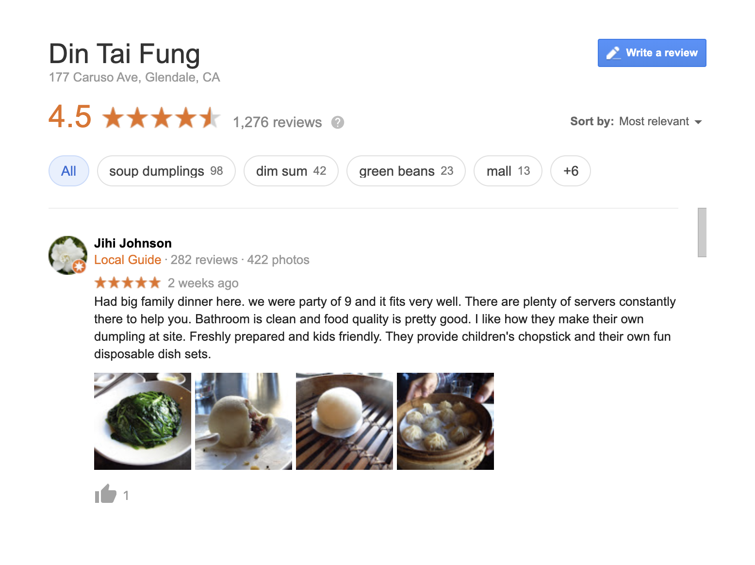 Google My Business Guide Review Din Tai Fung Glendale