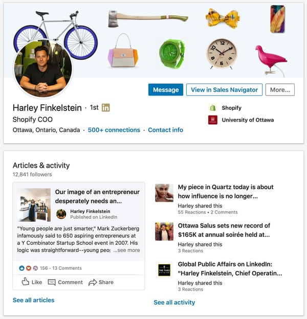 Growth Hacking Build Top Exec LinkedIn Profile Harley Finkelstein