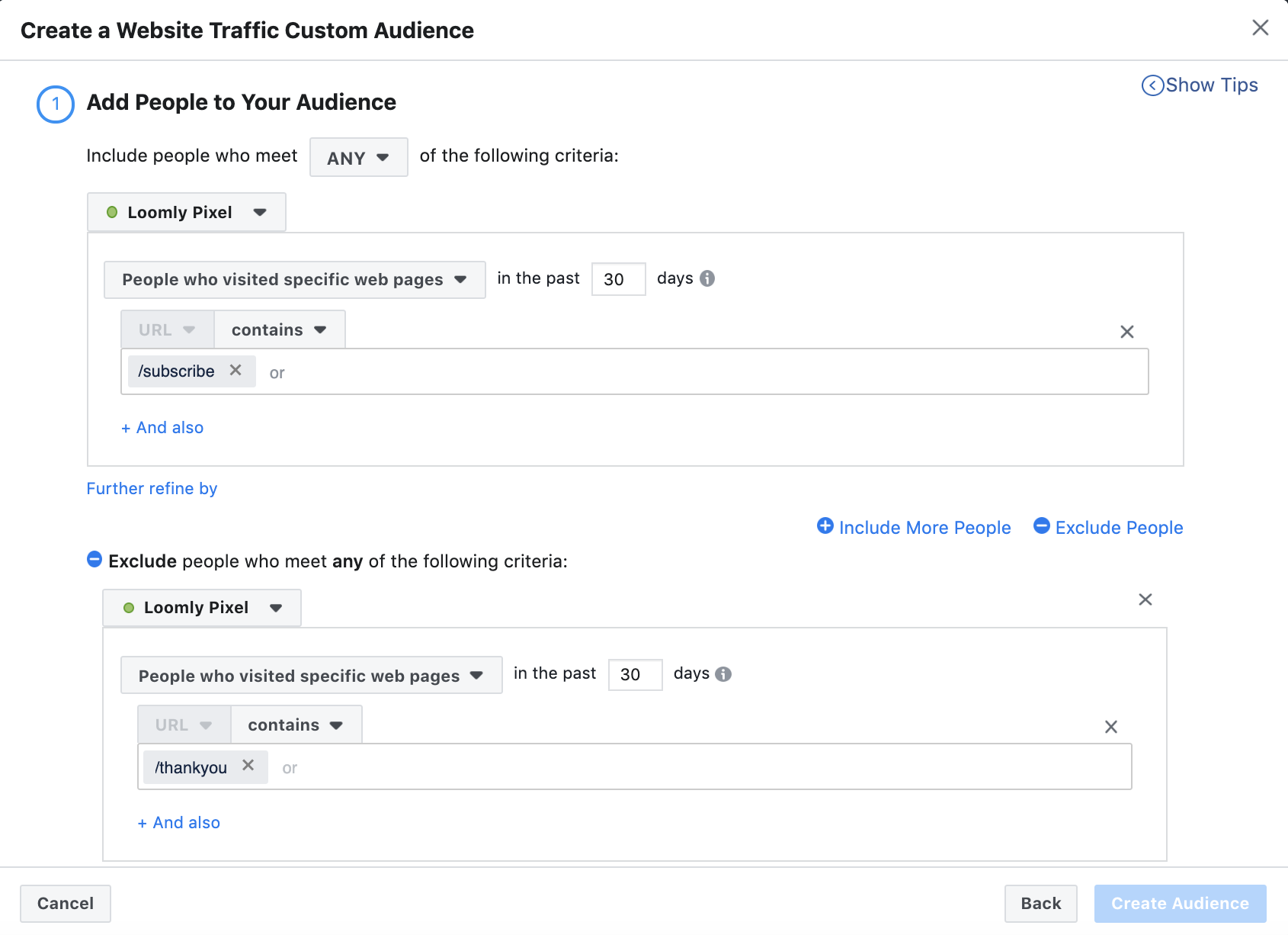 Growth Hacking Create Intent-Based Facebook Audiences Ads Manager UI