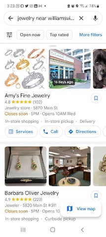 Jewelry Google Search Star Ratings