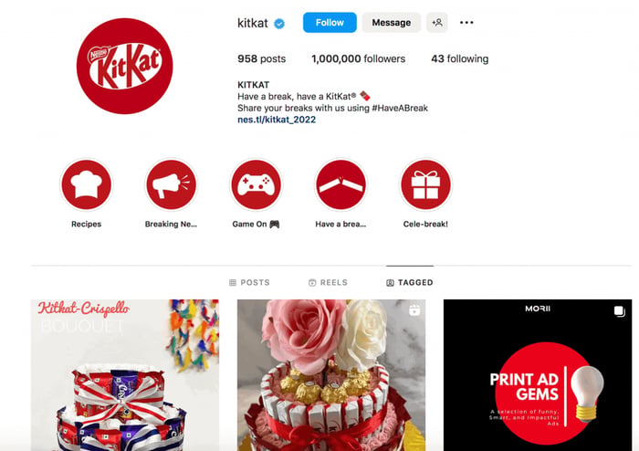 KitKat have a break instagram page hashtag