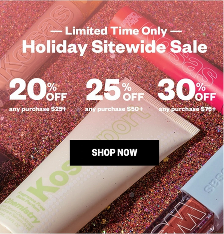 A screenshot of Kosas using a bigger discount promotion.