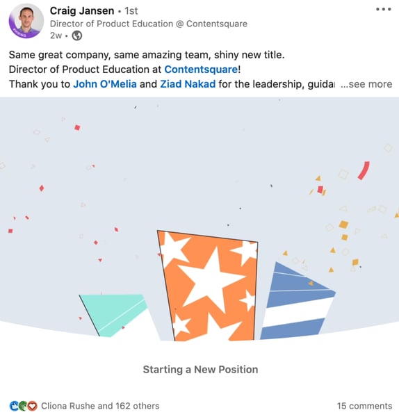 LinkedIn achievements post example