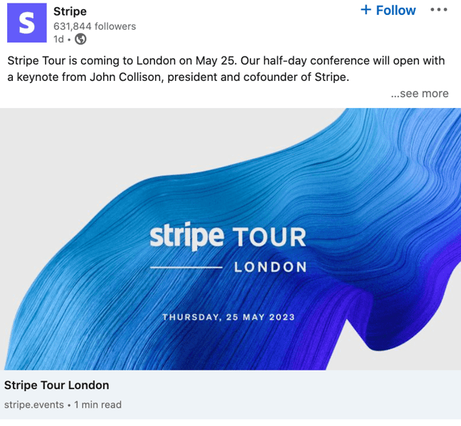 Example of LinkedIn event post