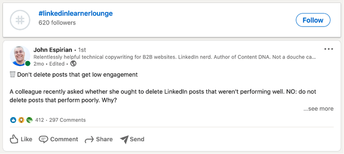 John Espirian linkedin post