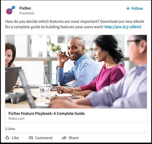 A sponsored post as it appears in feed on LinkedIn