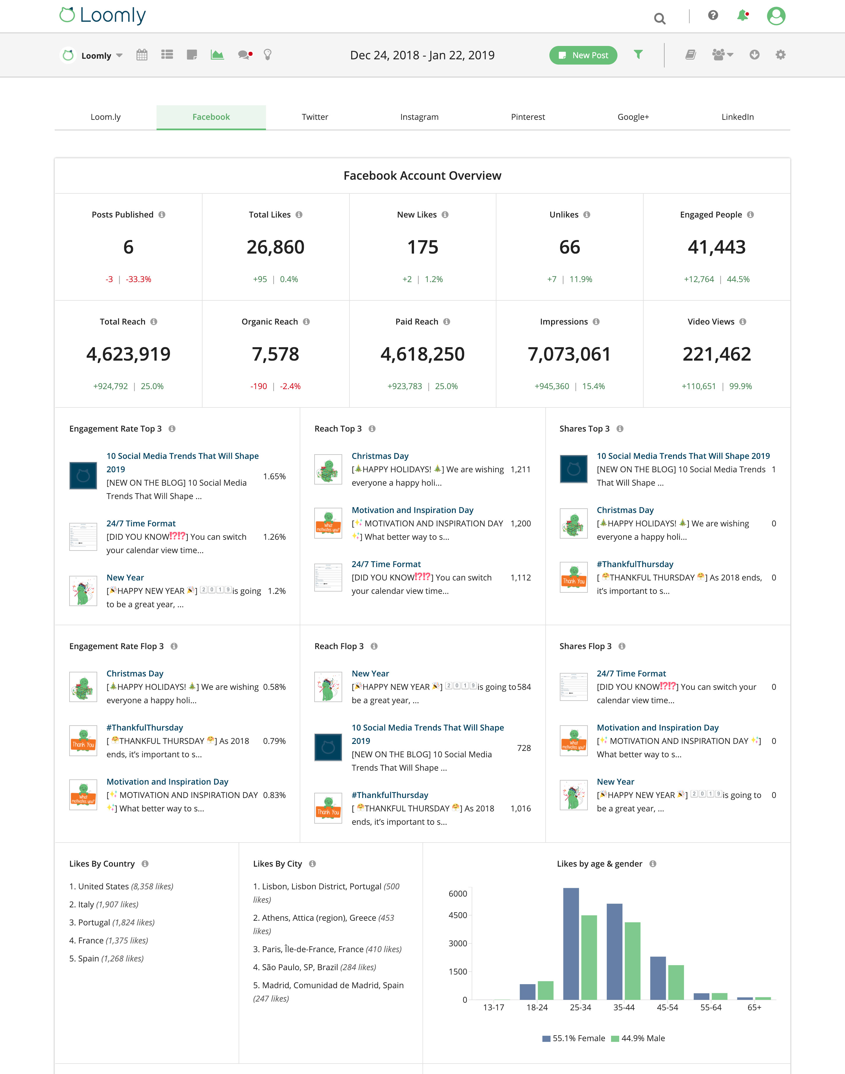Loomly 3.0 Analytics Screenshot