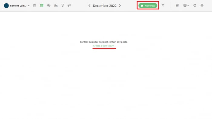 Select the new post button to begin scheduling content