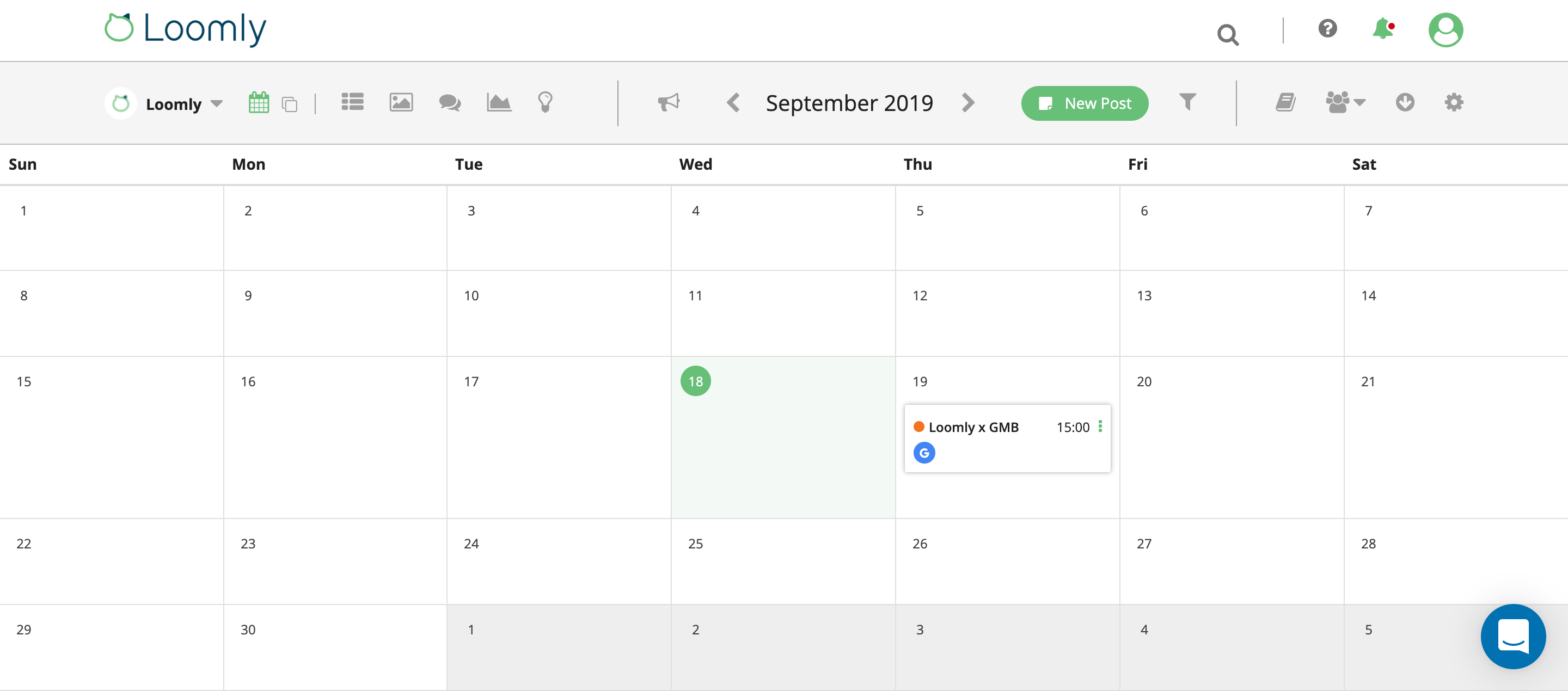 Loomly For Google My Business Calendar View
