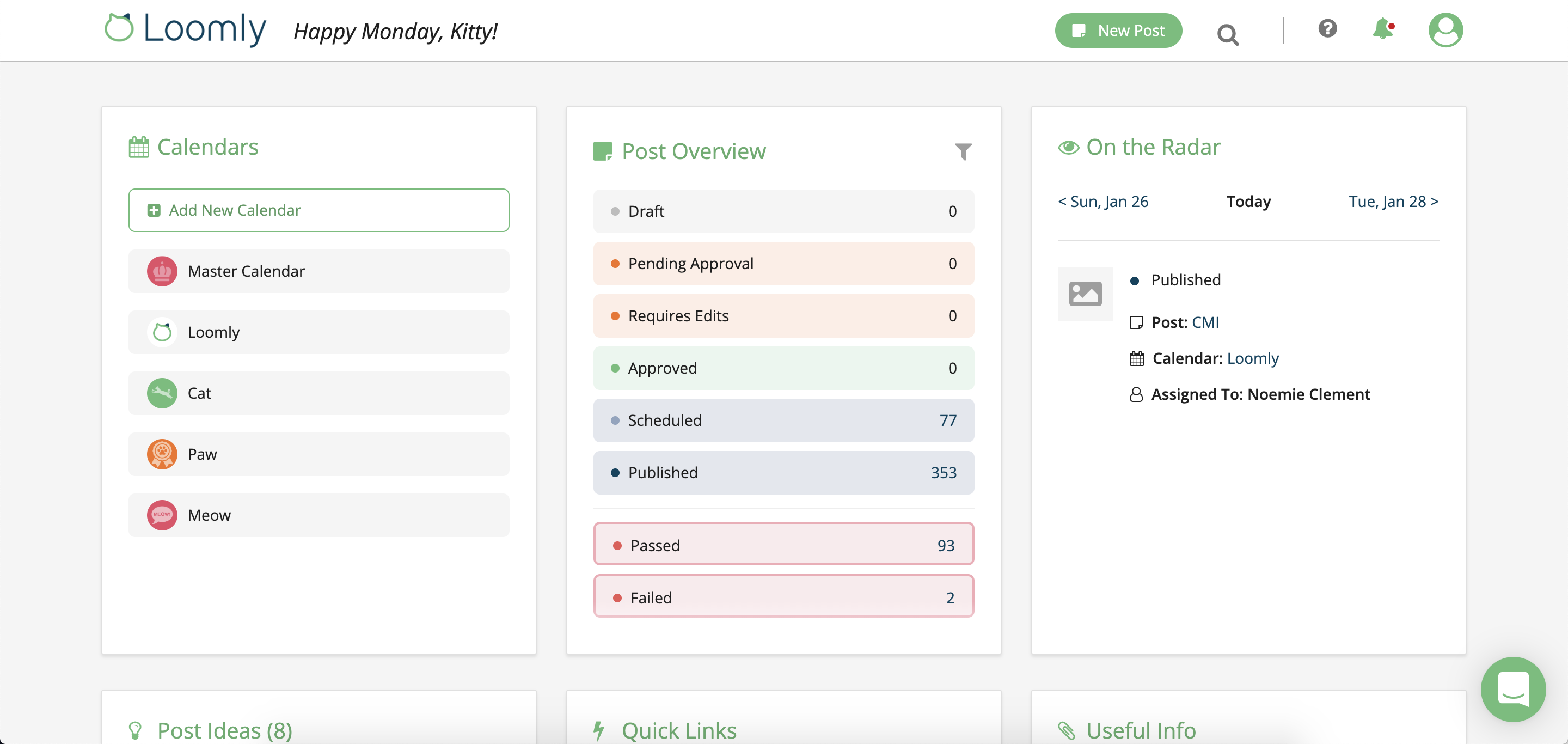 Loomly New Widget Dashboard Demo