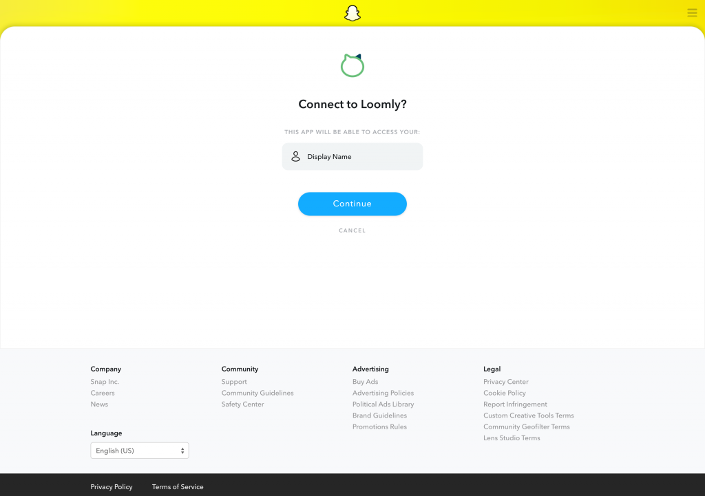 Loomly Snapchat Integration OAuth Page