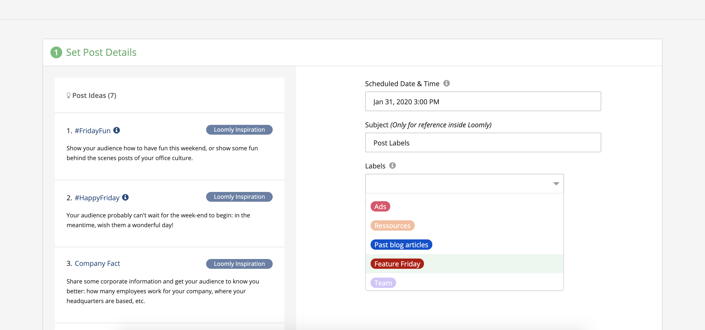 Loomly Three New Features Post Labels