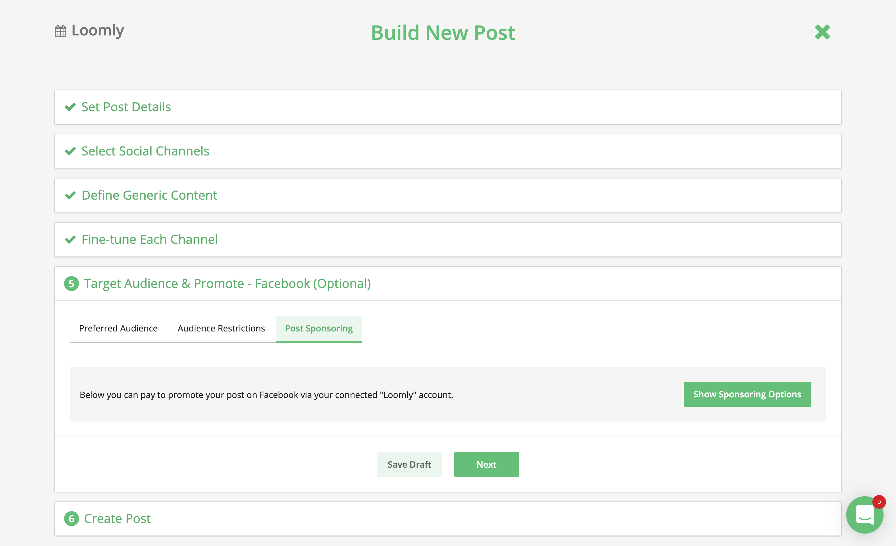 Loomly Video Post Sponsoring Options