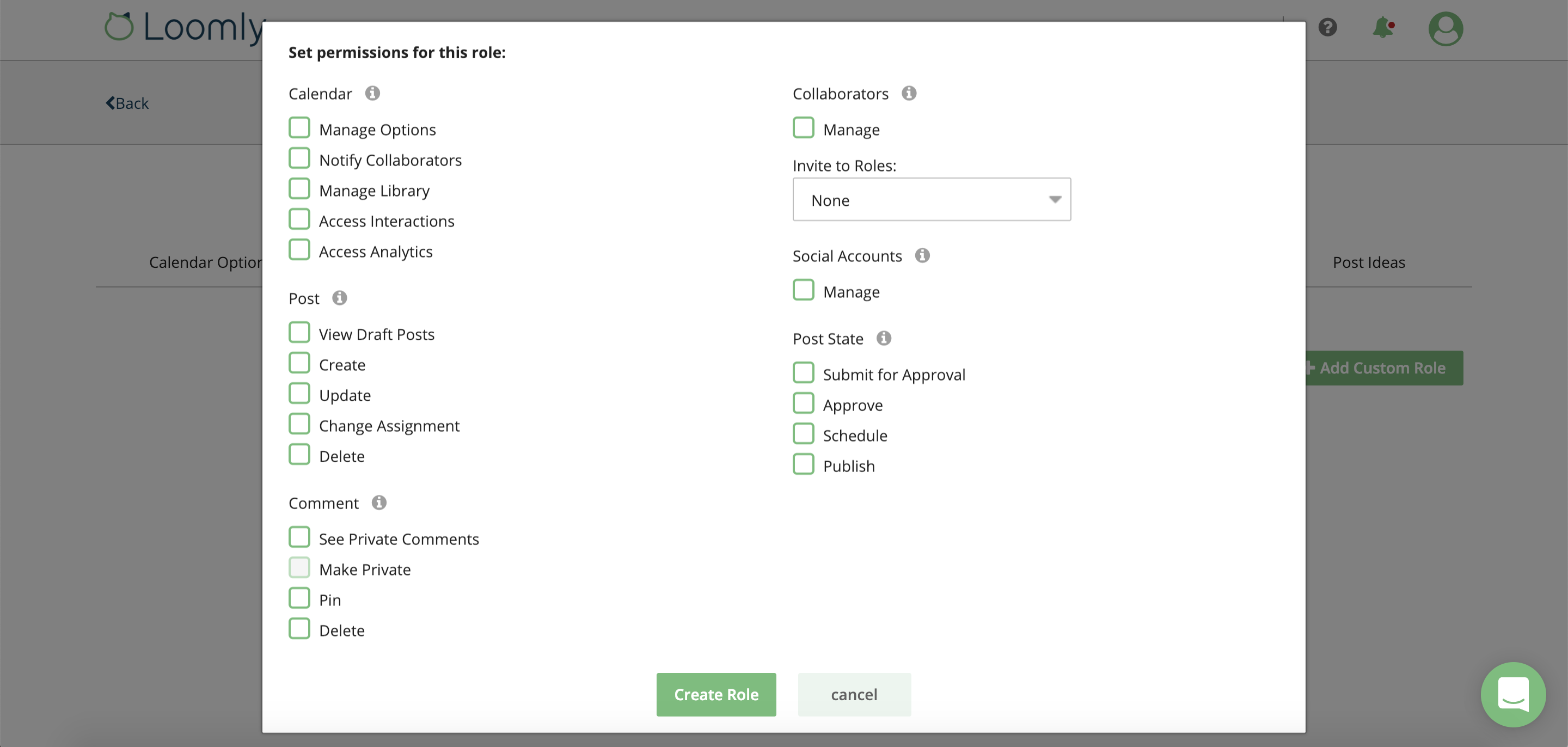 Loomly new advanced collaboration features custom roles