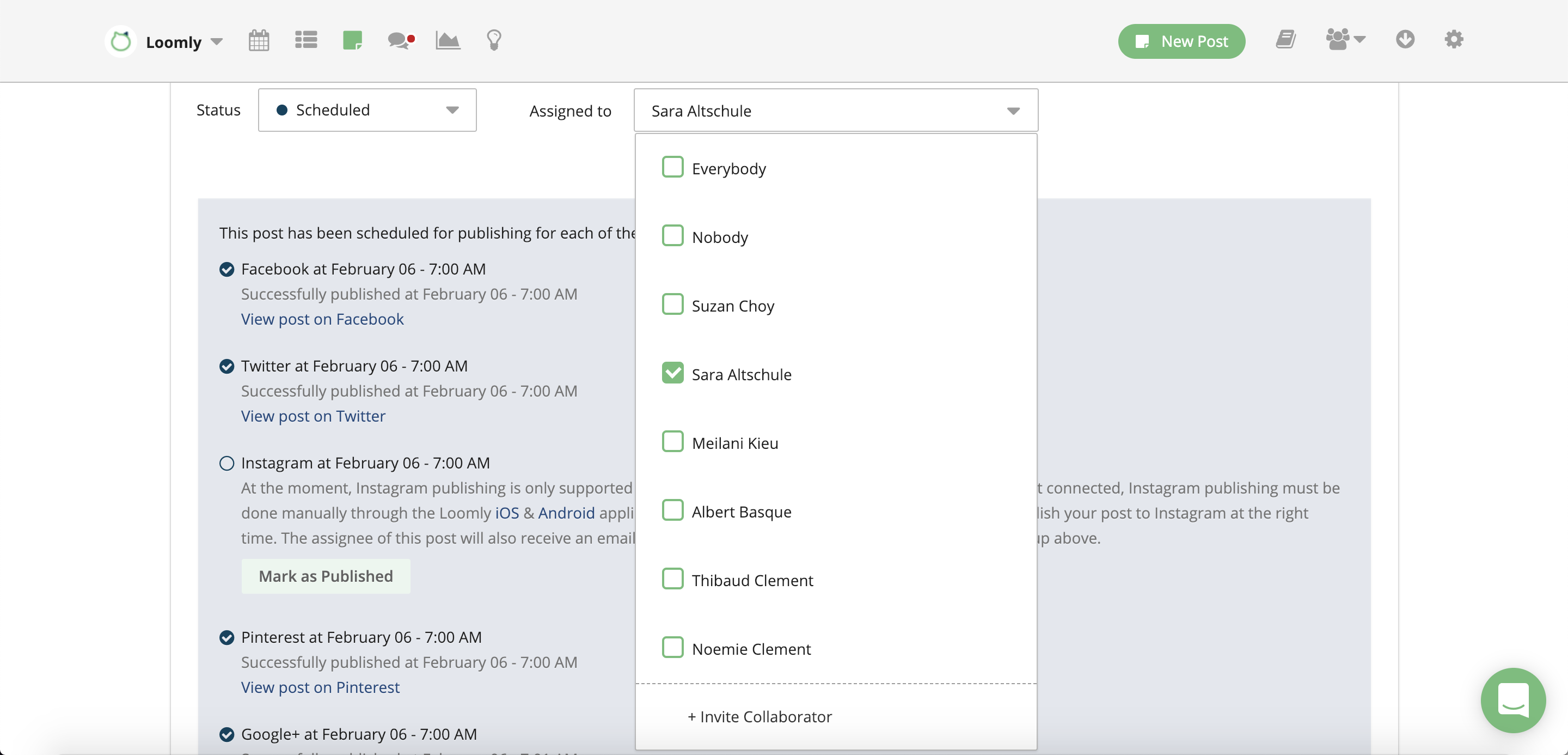 Loomly new advanced collaboration features multiple assignment