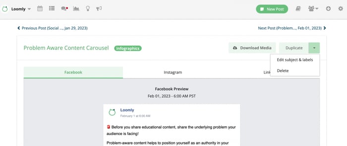 Manage Labels in Loomly