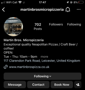 Screenshot of Martin Bro's Instagram account