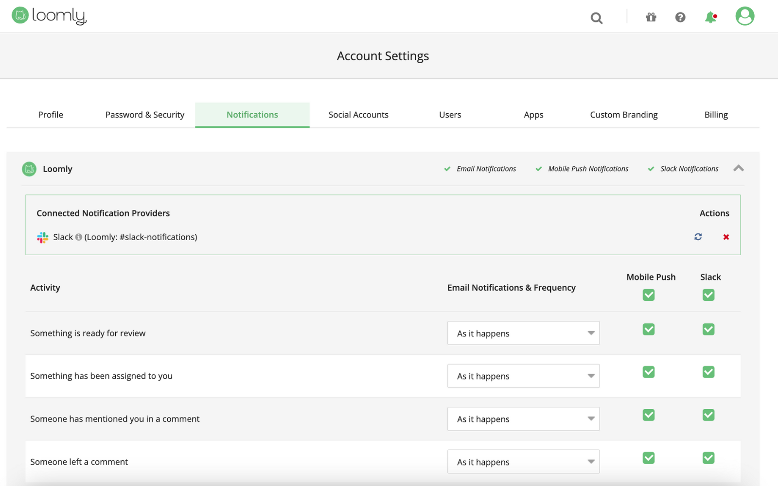 Setting up Loomly's Slack integration