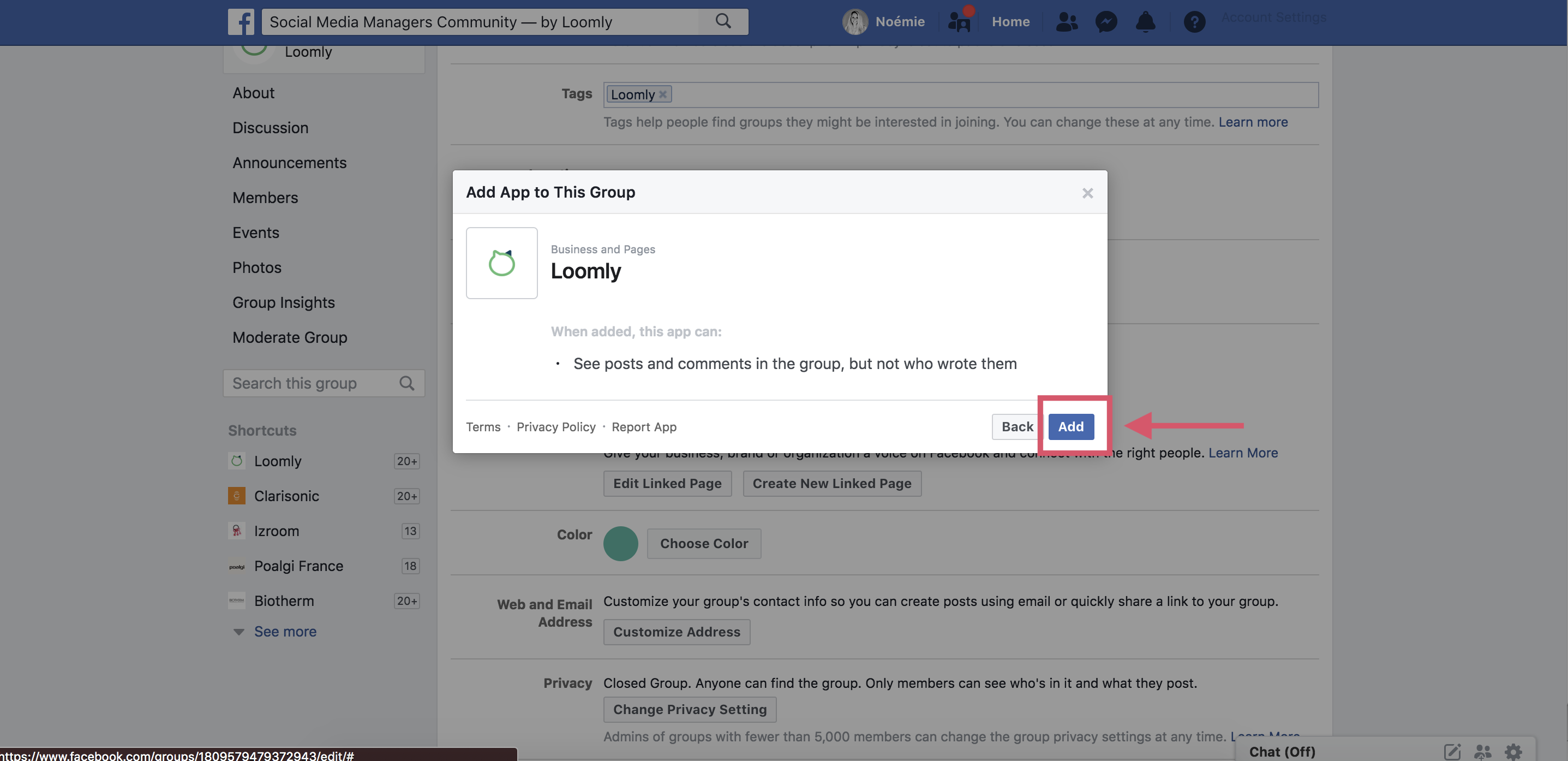 Publishing to Facebook Groups add Loomly