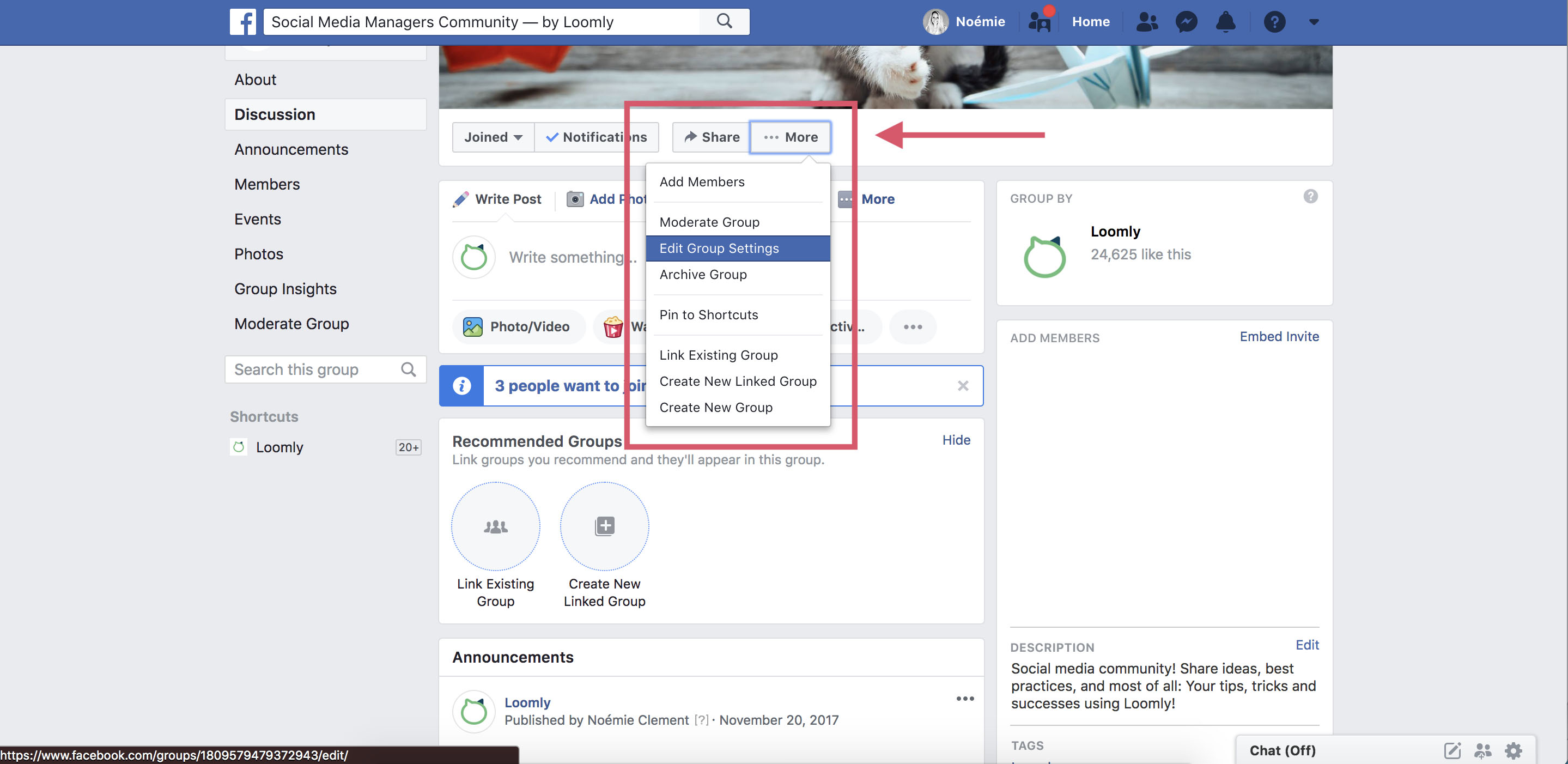 Publishing to Facebook Groups edit group settings clean
