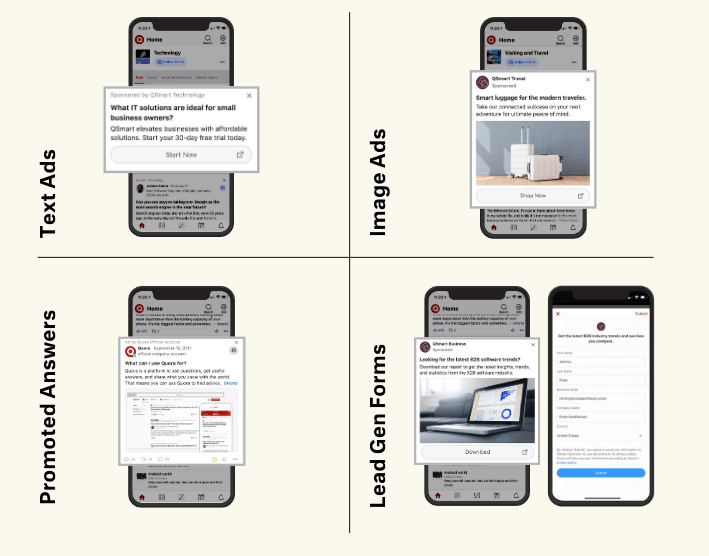 Quora sponsored posts as they appear in feed