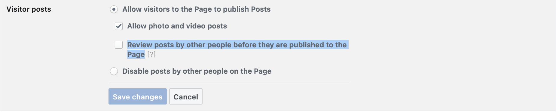 Changing visitor post options in Facebook
