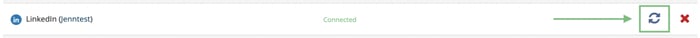Loomly account menu bar with button to reconnect LinkedIn page