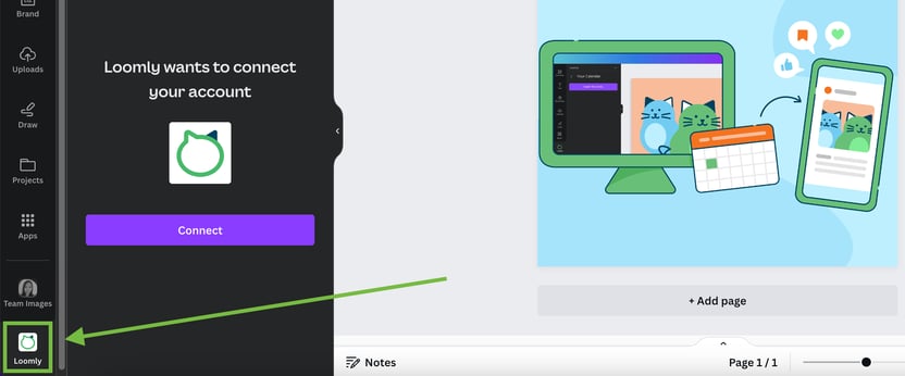 Loomly app in Canva editor