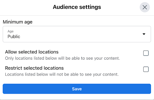 Facebook live audience settings