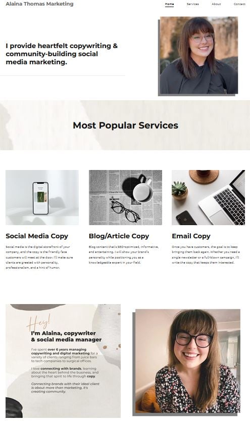 Example of a social media marketing portfolio